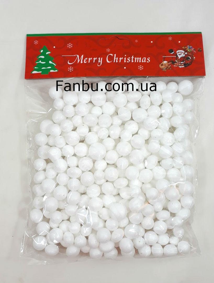 Білі кулі 1 см з пінопласту-новорічний декор
