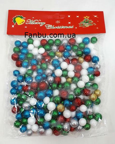 Кольоровий новорічний декор - кульки 1см з пінопласту