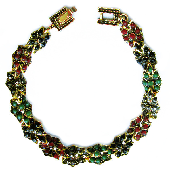 Браслет Жіночий Квітка Успіху в Східному Стилі з Камінням Різного кольору, Біжутерія, фото 1