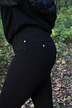 Лосини трикотажні чорні жіночі утеплені на флісі 8167, фото 4