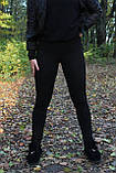 Лосини трикотажні чорні жіночі утеплені на флісі 8167, фото 5