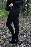 Лосини трикотажні чорні жіночі утеплені на флісі 8167, фото 2