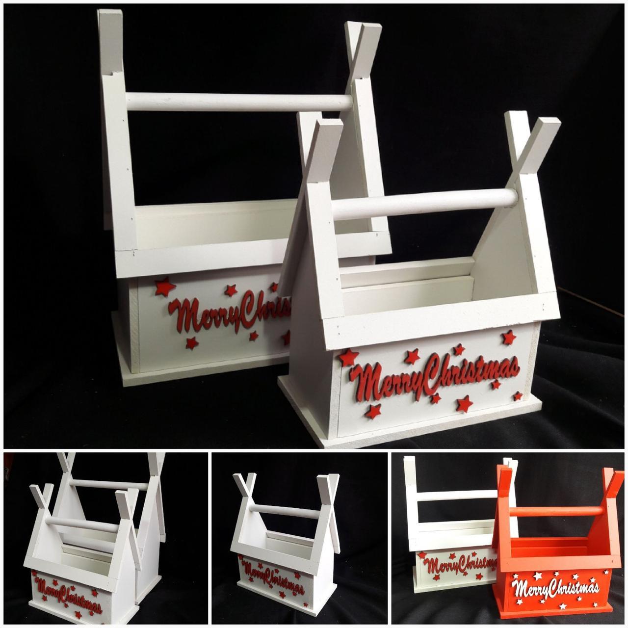 Декоративний дерев'яний ящик "Різдячий будиночок", 45х35х20 см, 195 грн., фото 1