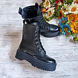 Жіночі зимові чорні лакові високі черевики на шнурівці WooDstock, фото 3