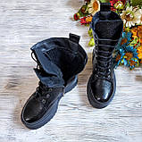 Жіночі зимові чорні лакові високі черевики на шнурівці WooDstock, фото 6