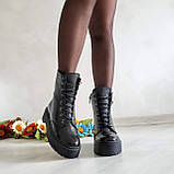 Жіночі демісезонні черевики високі шкіряні на шнурівці WooDstock (чорний лак), фото 7