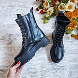 Жіночі зимові черевики високі шкіряні на шнурівці WooDstock чорний, фото 5