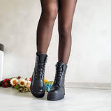 Жіночі зимові черевики високі шкіряні на шнурівці WooDstock чорний, фото 8