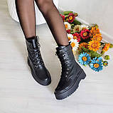 Жіночі зимові черевики високі шкіряні на шнурівці WooDstock чорний, фото 10