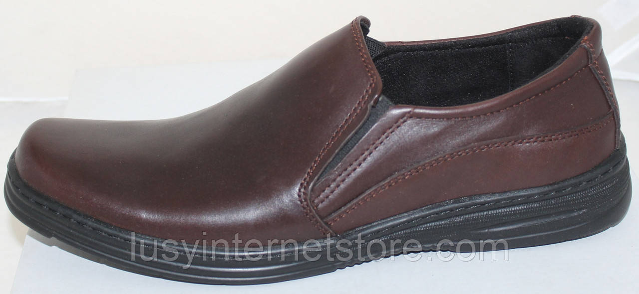 Чоловічі туфлі шкіряні коричневі від виробника модель АМТ121ко, фото 1