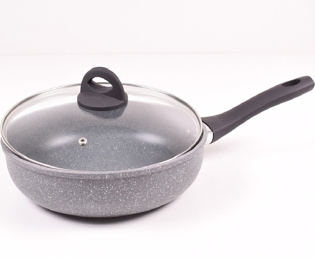 Сковорідка Benson BN-496 28 см WOK з кришкою з гранітним покриттям