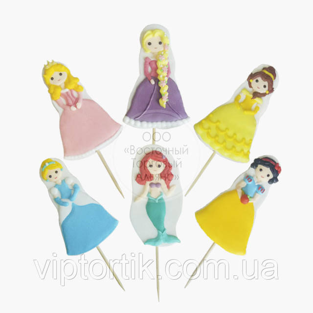 Цукрова фігурка — Набір топерів "Діснейові Принцеси" — 6 шт., фото 1