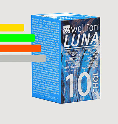 Тест-смужки Веллион Луна холестерин, Wellion Luna CHOL - 10 шт., фото 1