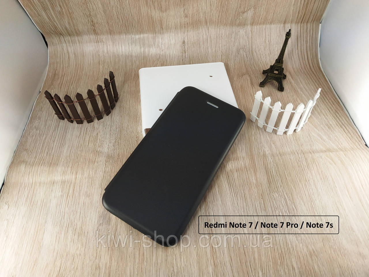 Чорний магнітний чохол-книжка для Xiaomi redmi Note 7 / Note 7 Pro / Note 7s з візитницею