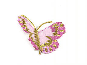 Нашивка метелик рожевий 70 х 65 мм