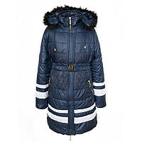 Куртка-пальто дитяча для дівчинки зима/весна/осінь Магнолія синя 140,146,152,158 см знімна овчина