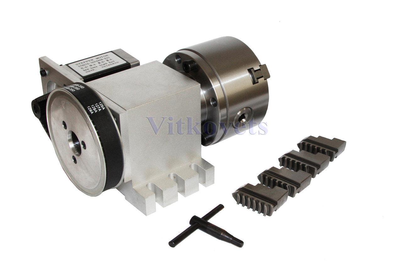 Поворотна вісь 100мм 4:1 К12 Nema34 4-кулачковий патрон, на ремені