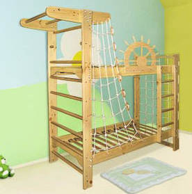 Двоповерхове ліжко для підлітків + спортивний куточок