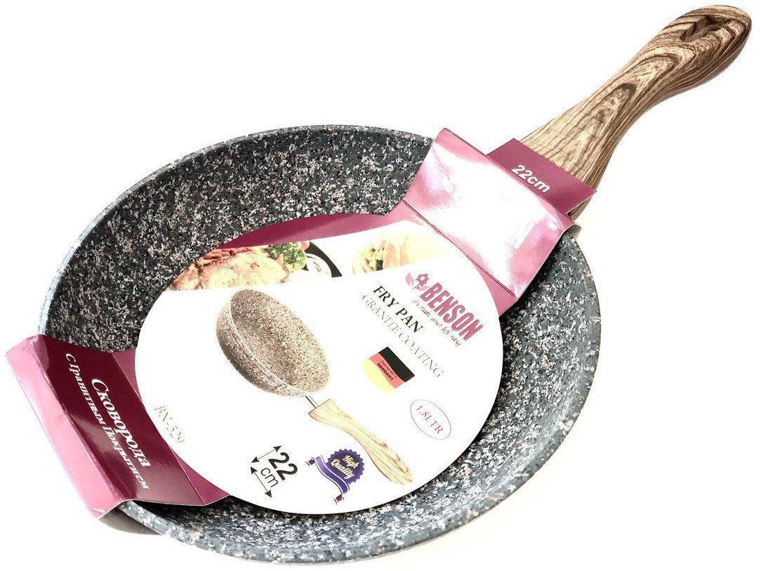 Сковорідка Benson BN-532 28 см з червоно-біло-сірим гранітним покриттям - фото 1 - id-p1059532108
