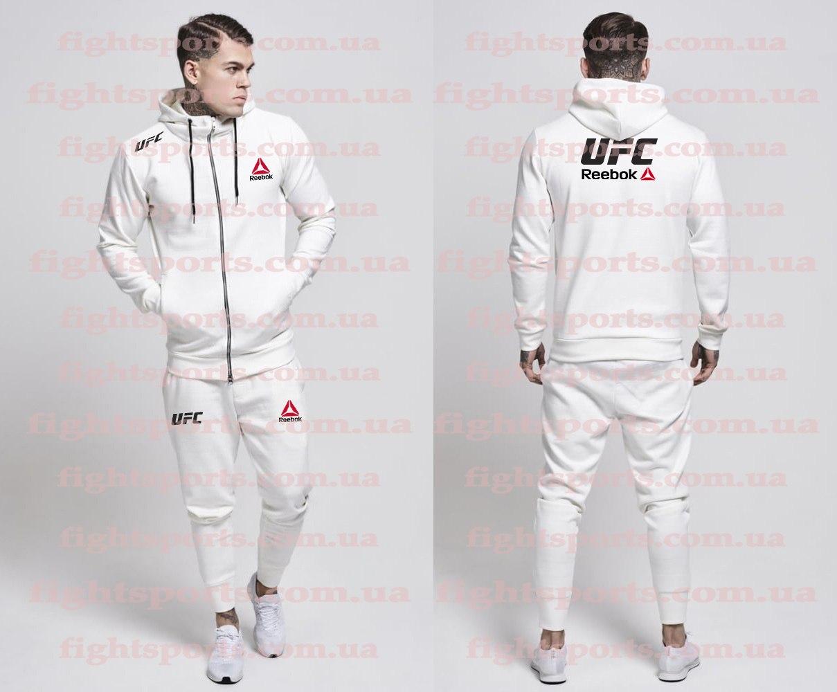 Мужской Спортивный костюм UFC REEBOK (РИБОК) Белый ИНДОНЕЗИЯ - фото 2 - id-p706510607