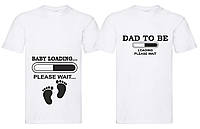 Парные футболки с принтом "Baby loading... Please wait.../ Dad to be. Loading please wait" S, Белый Push IT