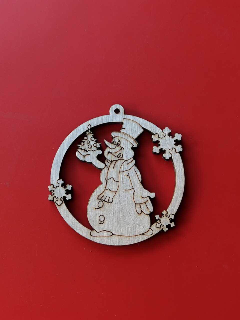 Дерев'яна новорічна іграшка заготовка. "Іграшка сніговик", фото 1