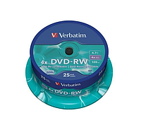 VERBATIM DVD-RW 4,7Gb 4x Cake 25 pcs Silver 43639