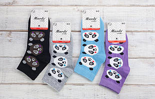Жіночі шкарпетки стрейч Marde з малюнком панда 36-39 12 шт в уп мікс 4 кольорів