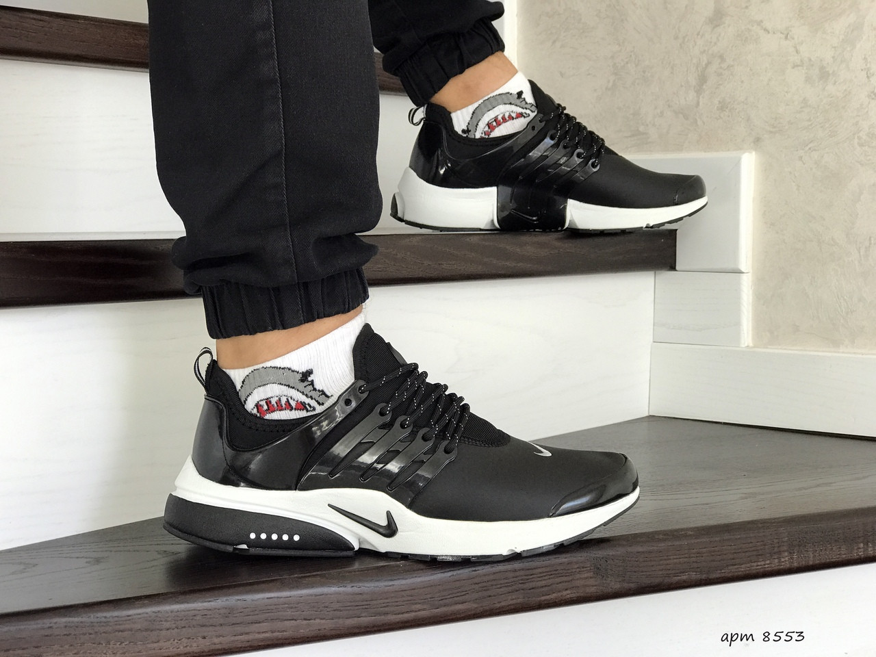 Чоловічі кросівки Nike air presto,чорно-білі 46р