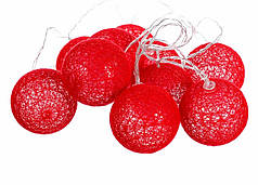 Тайські ліхтарики "Червоний" (10 кульок), батарейки в подарунок.