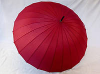 Однотонный ,бордовый женский зонт трость на 24 спицы