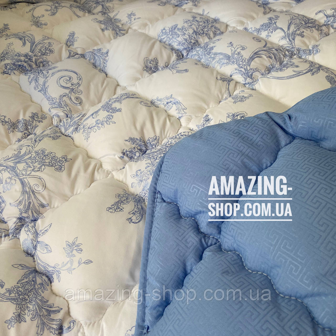 Ковдра Євро на холофайбері ODA 200х220 см Тепла ковдра, наповнювач холофайбер. Стьобана ковдра ОДА, фото 1