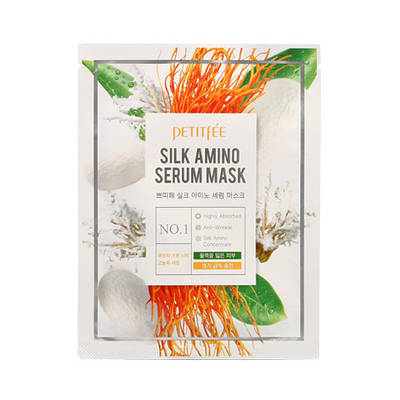 Маска для обличчя з протеїнами шовку PETITFEE Silk Amino Serum Mask 25g (до 12.04.2024)