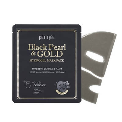 Гідрогелева маска з золотом і чорним перлами PETITFEE Black Pearl & Gold Hydrogel Mask Pack