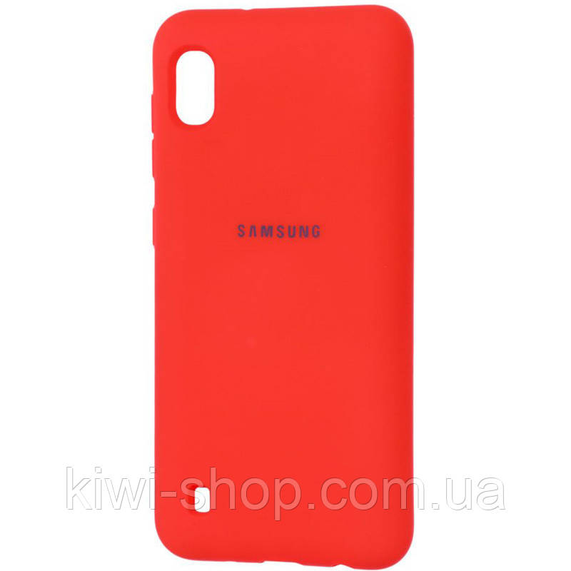Оригінальний чохол "Silicon case" для Samsung Galaxy A10 (2019) A105 Soft Touch — червоний із логотипом