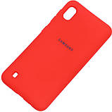 Оригінальний чохол "Silicon case" для Samsung Galaxy A10 (2019) A105 Soft Touch — червоний із логотипом, фото 3