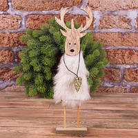 Статуетка "олень з хутром і золотим серцем" — дерево Новорічний декор