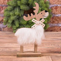 Статуетка "лось із хутром" — дерево Новорічний декор