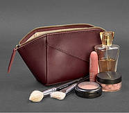 Жіноча косметичка з натуральної шкіри (бордова) шкіра Krast, фото 2