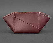 Жіноча косметичка з натуральної шкіри (бордова) шкіра Krast, фото 3