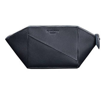 Жіноча косметичка з натуральної шкіри (темно-синя) шкіра Krast