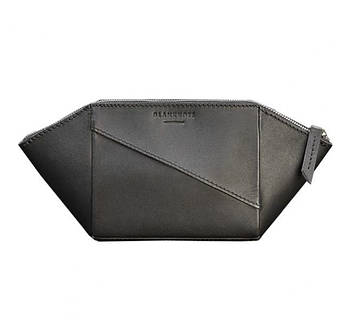 Жіноча косметичка з натуральної шкіри (чорна) шкіра Krast