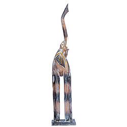 Деревянная статуэтка слон натуральный + золото, h-100 см. (60010.1e)