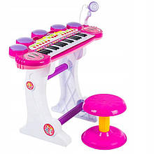 Дитячий синтезатор, піаніно зі стільчиком + мікрофон + USB + MP3 + караоке Kinderplay