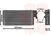 Радіатор пічки (діаметр трубок 18 мм) AUDI 100 C2, 100 C3, 200 C2, 200 C3 1.6-2.5D 06.76-12.91