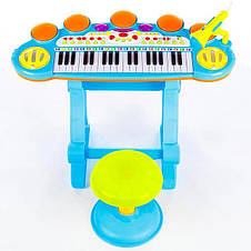 Дитячий синтезатор, піаніно зі стільчиком + мікрофон + USB + MP3 + караоке Kinderplay, фото 3