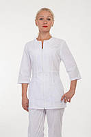 Класичний білий медичний костюм для жінок на блискавці