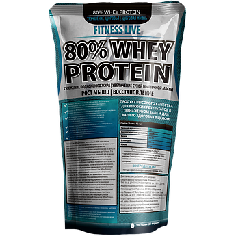 Протеїн Fitness Live 80% Whey Protein 900 г Без смаку (5502945723442)