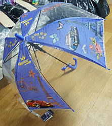 Дитячий парасольку з прозорим куполом «Париж» ручка Блакитна