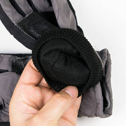 Лижні дитячі рукавички для хлопчиків №18-12-4 чорно-сірий, фото 3